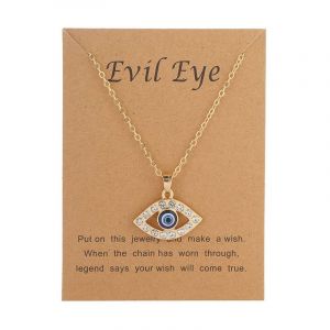 Handmade Crystal Turkish Eye Nazar Evil Eye Necklace Bracelet Set for Women, Sapphire Resin Blue Eye Pendant Stone Beads Handmade Protection Evil of Ojo Jewellery - Gold (SkyGad-EU, neuf)
