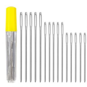 15 Pcs Aiguilles à Coudre à la Main, Aiguilles émoussée à Bout Rond, Aiguilles À Coudre À Gros Yeux, Aiguille Cuir, pour Le Point Croix, la Couture, la Broderie (3 Tailles) (Ymhclk-Store, neuf)
