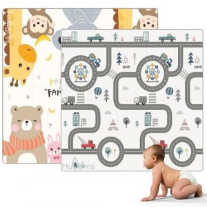 HuBorns - Tapis Bebe Pliable 200x180, Tapis d'Eveil Bebe Reversible avec Bord Renforc&eacute; pour Plus S&eacute;curit&eacute;, Tapis de Jeux Bebe Epais avec Protection Anti-Chute, Tapis Exterieur Lavable (Route) (HuBorns, neuf)