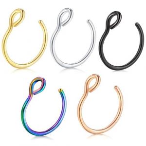 HABNI 10 Pièces Piercing Nez Faux Piercing Nez Acier Chirurgical Avec Diamant Faux Anneau (Noir, Argent, Or, Or Rose, Multicolore) (XIANXIAN LI, neuf)