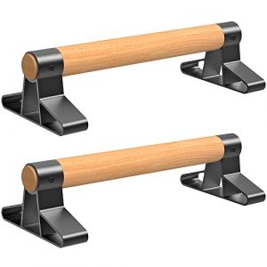 SELEWARE Barres de pompes avec poign&eacute;e en bois et support en alliage d'acier pour une utilisation durable et confortable, barres parallettes antid&eacute;rapantes pour pompes, yoga, gymnastique (Lifeswell, neuf)