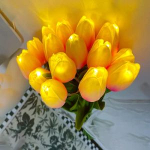 DUNMW Veilleuse Tulipe LED, Bouquet Artificiel, Bouquet Veilleuse Veilleuse Tenant des Fleurs D&eacute;coratives Lumi&egrave;re d'Ambiance Prise Aliment&eacute;e pour Chambre &agrave; Coucher, D&eacute;coration d'int&eacute;rieur (Yoouu, neuf)