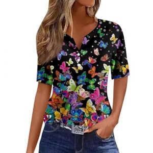 Tunique Femme, T-Shirt Femme T Shirt Blanc Chemise Col Mao Chemisier Dentelle Femme Top Femme Sexy Chemise Annee 80 Chemisier Blanc Femme Chic Et Élégant Chemise en Jeans (A07,M) (⭐ leHengME ® Clearance Sale Save 50% ⭐, neuf)