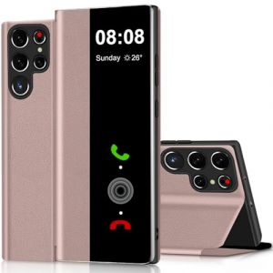 Coque S22 Ultra Clear View Cover Coque pour Samsung Galaxy S22 Ultra Etui &agrave; Rabat Galaxy S22 Ultra Protection Case Flip Folio Antichoc, Mince, Douce 360 Full Body Antichoc Housse 5G/6.8" (Or Rose) (ZhuChuangYouSuJiaoZhiPinYouXianGongSi, neuf)