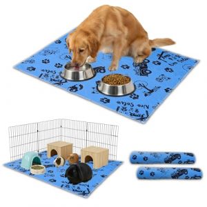 NEO SOLVO Lot de 2 Tapis Alese Lavable, Absorbant, Imperm&eacute;able et Antid&eacute;rapant - Chien, Cochon d'Inde, Lapin en Fond de Cage, sous Les Gamelles, Apprentissage de la propret&eacute; - 120 x 160 cm - Bleu (Neo Solvo, neuf)