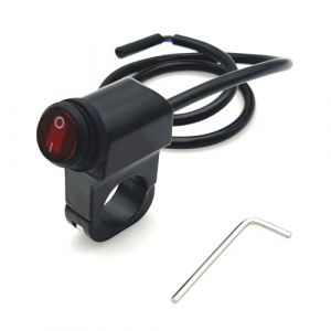 JZK Interrupteur de guidon de moto &ndash; Interrupteur &agrave; bouton-poussoir &eacute;tanche en alliage d'aluminium 12 V pour feux de moto et de v&eacute;lo &ndash; Compatible avec guidons de 7/8" (22 mm) (1 pi&egrave;ce) (Union Max, neuf)