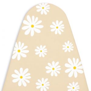 Encasa XO Housse Table À Repasser avec Rembourrage en Feutre De 3 mm, Serrage par Cordon (Convient Aux Planches Standard De Mini De 72x30 cm), Imprimé - Marguerite Beige (Encasa Home, neuf)