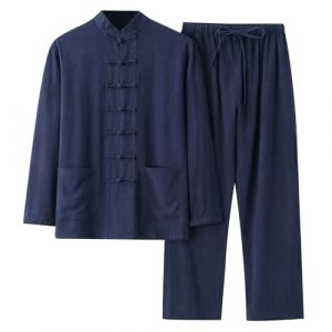 Pyjama Homme Chemise De Nuit Homme Pyjama Long Short Soie Ensemble Ete Court Pijamas Coton V&ecirc;tements Vetement Satin Hiver Kimono Japonais Bas Ensembles Grande Taille Pantalon Personnalis&eacute;,5XL (guons, neuf)