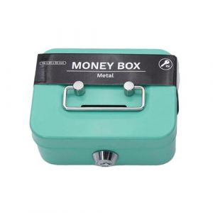 Petite caisse &agrave; cl&eacute; avec serrure - Tirelire en m&eacute;tal, Coffre-fort, Organiseur de monnaie, avec 2 cl&eacute;s, Organiseur de monnaie s&eacute;curis&eacute; avec poign&eacute;e, pour adultes et enfant 4.5" x 3.3" x 2.3" (Congliang, neuf)