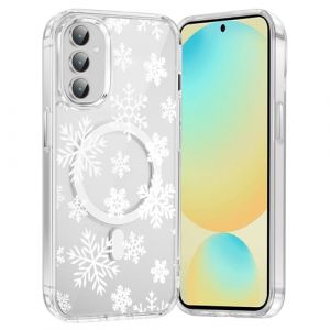 Saqmkil Noel Magn&eacute;tique Coque pour Samsung Galaxy S25 5G, Mignon Neige Motif No&euml;l Hiver &Eacute;tui Christmas Case Compatible avec MagSafe, Transparente Silicone TPU + PC Antichoc Protection Housse, 02 (FORSALOR TRADING, neuf)