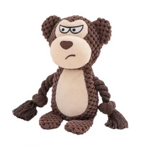 TONYFY Jouets couineurs pour chien avec papier froissé, jouet à mâcher en peluche pour chien, jouet interactif en corde de coton pour chiot, chiens de petite taille et moyen (singe marron) (LUSHU, neuf)