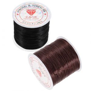 WRITWAA Fil &Eacute;lastique Plat 06 MM pour Extensions de Cheveux &ndash; 2 Rouleaux Marron et Noir &ndash; Cordon R&eacute;sistant pour Tresses Bracelets et Cr&eacute;ation de Bijoux &ndash; Fil Extensible Solide Usage (Saieli, neuf)