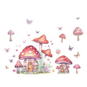 Stickers Muraux Champignon pour Petite Maison, Vinyle Amovible Autocollant Mural, D&eacute;coration Murale Chambre Enfants B&eacute;b&eacute; P&eacute;pini&egrave;re (KAISUN688, neuf)