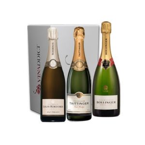 Vinaddict - Coffret Champagne Prestige 3-3 Bouteilles 75Cl Sous &Eacute;tuis - Louis Roederer, Taittinger, Bollinger. (Vinaddict, neuf)
