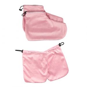 PartyKindom 2 Paires Ensemble et couvre-pieds isolés en coton mitaine couvre-pieds en cire de paraffine chaleur la cire spa gloves moufle de bain en cire couvertures de pieds rose (Brushira, neuf)