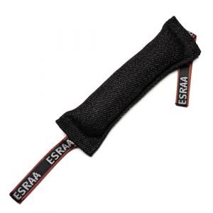 ESRAA Boudin &agrave; Mordre pour Chien, Boudin de Rappel 30 cm en Toile R&eacute;sistante, Jouet Remorqueur pour Dressage et Sport Canin, 2 Anses, Int&eacute;rieur/Ext&eacute;rieur, Noir (ESRAA France, neuf)