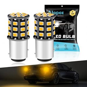 Alopee Ampoule P21/5W LED 1157 BAY15D Ambre Double Fonction - 33 SMD 2835 Sans Polarité (12V-24V) 1016 1034 7528 2057 2357 pour Clignotants et Feux de Stop - Lot de 2 Pièces (EU-AMAZENAR Global, neuf)