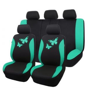 Flying Banner Housse de siège Auto en Maille Respirante, Motif Papillon coloré, Compatible avec Les airbags (Ensemble Complet, Vert Menthe) (Flying Banner EU, neuf)