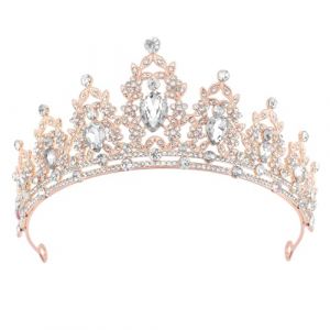 DRESHOW Couronne d'anniversaire pour Femmes Tiare de Cristal pour Filles Accessoires de Cheveux Tiare de Mariage Couronne de Princesse Pailletée Serre-tête de Fête Diadèmes pour Femme (Dreshow, neuf)