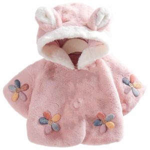 OKSakady Manteau veste en fausse fourrure pour nouveau-n&eacute; b&eacute;b&eacute; fille avec capuche poncho 0-3 ans, 80 (Sakady-EU, neuf)