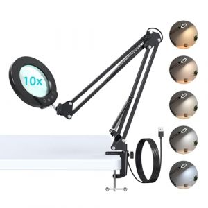 Neoglint Lampe Loupe 10X – Contrôle Tactile Intégré sur Tête, Lentille Verre Vert Anti-Fatigue (105mm), 5 Modes Lumière 1200lm – Bras 70cm pour Bijouterie/Esthétique/Soudure (SHUOTUOWEI, neuf)