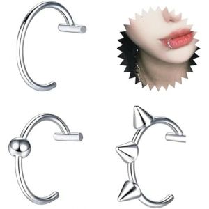 Piercing Nez Anneaux Ensemble Piercing Levre Faux Septum Piercing Anneau Nez Piercing Smiley Bouche Septum Unisexe Anneau à Lèvres,Boucle D'oreille/Anneau de Nez (ZHININGKJ, neuf)