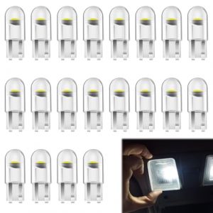 Quvxzy 20 Pièces Ampoules LED W5W T10 pour Voiture, Ampoule W5W LED 12V 6500K 120LM COB, Veilleuse Voiture, Éclairage Intérieur de Voiture, pour Lampe Remplacement de Position, Plaque, Dôme Côté (Mao Huihui, neuf)