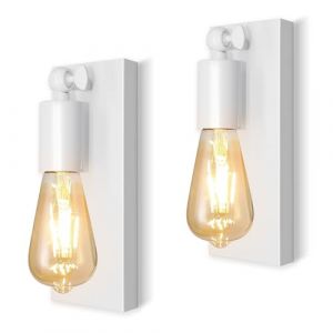 2PCS Applique Murale Intérieure Industrielle, Blanc Lampe Murale Orientable en Métal, Spot Lampe, Applique Murale Miroir pour Salle de Bain, Moderne Éclairage Intérieur, Sans Ampoule (LQUNFYL, neuf)