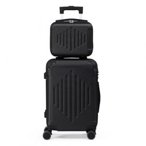 LALAHO Set de 2 Valises avec Vanity Case, Grande Taille, Valise Cabine, Petite, ABS avec Coins Renforcés, roulettes Pivotantes 360°, Cadenas et Poignée Télescopique (Noir) (Sarefun, neuf)