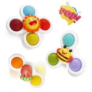 Spinner Bebe Ventouse, 3 Pièces Jouet de Bain pour Bebe Jouets Ventouse Bebe Chaise Haute Bébé, Tourni Baby, Jouet Bain Bebe 1 Ans, Cadeaux d'anniversaire pour Garçons et Filles de 18 Mois et Plus (chunwenyuan, neuf)