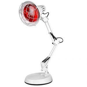 VOVIPO 150W lampe de chaleur infrarouge,Douleur de lumi&egrave;re rouge de th&eacute;rapie,Lampe de chaleur infrarouge avec minuteur,Bras de lumi&egrave;re de soutien r&eacute;glable et contr&ocirc;le de temp&eacute;rature,Blanc (Aode Nuo EU, neuf)