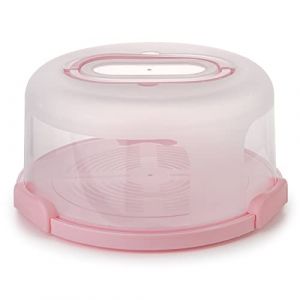 Spesh Boite à Gâteau Portable en Plastique Récipient à Gâteau de 10 Pouces avec Couvercle Boite a Gateau Ronde Transport avec 3 Pinces - Ø 30xH 15 cm(Rose) (Spesh-eu, neuf)