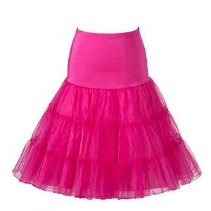 Boolavard Jupon Femme Style ann&eacute;e 50 Jupon Rockabilly Jupe Tutu Vintage (FR/ES, Alpha/Lettres, Grand, TTG, Taille Normale, Taille Normale, Rose Fonc&eacute;) (Boolavard, neuf)
