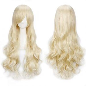 Colorful panda 32 pouces 80 cm d'or Blond Long Boucl&eacute;es Ondul&eacute;es Cosplay Perruques pour Femmes et Filles, Perruque de Cheveux Naturelle Synth&eacute;tiques R&eacute;sistant &agrave; la Chaleur pour F&ecirc;te Halloween Costume (VivoCity, neuf)