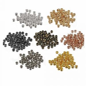 SHTGOI Lot de 500 perles d'espacement rondes en acier inoxydable - 2,5 mm - Sans couture - Petites perles de bricolage avec trou - Pour bricolage, bracelet, collier, fabrication de bijoux (SHTGOI, neuf)