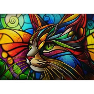 EOBROMD Vitrail Diamond Painting Adulte, 5D DIY Broderie Diamant Kit Complet Chat, Peinture Diamant Artisanat Strass Point de Croix Painting pour Adultes, D&eacute;coration Int&eacute;rieur 30x40cm (Yeehyc, neuf)