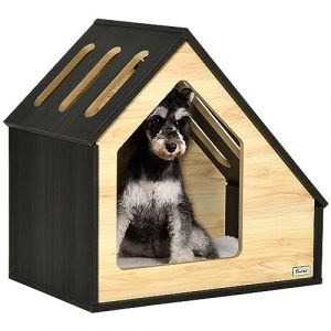 PawHut Niche pour chien en bois d'int&eacute;rieur Cave &agrave; chat Maison pour chat Couchage pour chien avec coussin Maison pour chien Niche pour chien avec toit inclin&eacute; pour petits chiens jusqu'&agrave; 8 kg 60 x 40 x (AOSOM-DE, neuf)