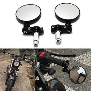 Noir Ronds Moto Rétroviseur Latéral 7/8 "22mm Poignée Miroirs de fin de Barre Pour Croiseur Scooter Chopper(#1-Noir) (Naughty Fashion Mode, neuf)