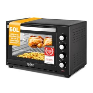 TZS First Austria Mini-four 60 l I 2000 W I Convection + Rôtisserie I 4 éléments chauffants I Plage de température jusqu'à 230 °C I Minuterie 60 min I Inox I Noir (TZS First E Commerce GmbH, neuf)