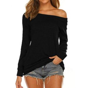 Rongseng T-Shirts &agrave; Manches Longues Femme Hauts Sexy &agrave; &Eacute;paules D&eacute;nud&eacute;es Chemisier Col Bateau Blouse Pull &Eacute;l&eacute;gant et D&eacute;contract&eacute; Pullover Ample Chic Couleurs Unie Tunique Top Mode Streetwear (Rongseng Direct Store, neuf)