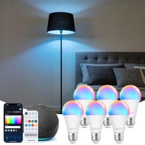 Aigostar Mesh - 12W Ampoule Connect&eacute;e Bluetooth Mesh A60, Ampoule Connect&eacute;e Alexa E27 LED 1150LM RVB & 2700K-6500K, 16 Millions de Couleurs, 6 Unit&eacute;s (avec T&eacute;l&eacute;commande Bluetooth) (AIGOTECH, neuf)