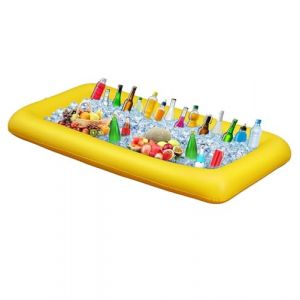 Porte-gobelet Gonflable 2 en 1 - Plateau Flottant - 8 Trous - Grande capacité - Porte-gobelet de Piscine Gonflable - Porte-gobelet Flottant (Jaune) (YIFANG001, neuf)