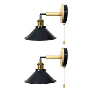 LOVIVER Applique Murale, Applique Murale avec Interrupteur &agrave; Tirette, luminaire d&eacute;coratif Vintage, Lampe de Chevet pour Lecture, Restaurant, Ferme, 2PC (LOVIVER FR, neuf)