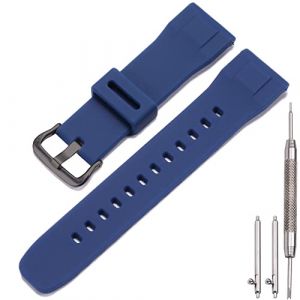 MCXGL Bracelet de montre en silicone imperm&eacute;able compatible avec Casio Protrek PRG650 600 PRW6600 Bracelet de montre sport de rechange pour homme &agrave; d&eacute;gagement rapide 24 mm (bleu fonc&eacute;, boucle noire) (MCXGL, neuf)