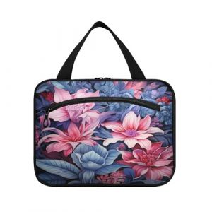 Linnyio Motif Floral Rose Violet Art Trousse de Toilette de Voyage Suspendue Maquillage,Grande Capacité Pliable Rangement Sacs de Lavage pour Femmes Filles (Linnyio, neuf)