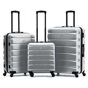Flight Knight Lot De 3 Moyen Et Grand Valises Rigides Legeres en ABS A 4 Roues Cabine Bagage A Main pour Plus De 60 Compagnies Aeriennes -easyJet, Jet2 Et Taille Max Ryanair (Priority) 55x40x20cm (Prime Brands Group FR, neuf)