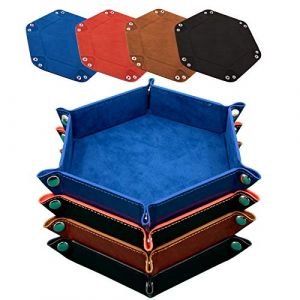 SIQUK 4 Pièces Piste de Dés Cuir et Velours Plateau de des Pliable pour DND RPG Jeux de Table, Bleu Royal, Orange, Chameau et Noir (Siquk EU, neuf)