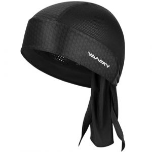 YANIKY Bandanas Skull Casquettes pour homme et femme - Doublure de casque de cyclisme Durags - Bandana de moto - &Eacute;vacuation de la transpiration, Imprim&eacute; noir, taille unique (NALITARE-FR, neuf)