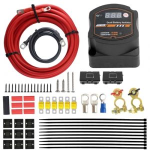 Coupleur separateur batterie 12v avec &eacute;cran, kit d'isolateur de batterie double intelligent 12V 140A, kit de relais sensible &agrave; la tension, pour voiture, caravane, tout-terrain, camion, camping-car (XXWX, neuf)