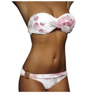 Maillot de bain sexy deux pièces avec bretelles amovibles et anneau en métal pour femme Maillot de bain push up bandeau torsadé pour femme Bikini Sexy Maillot De Bain (kWEX, neuf)